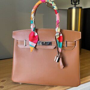 Wirkin Designer Inspired Gold Leather 30 CM Bag